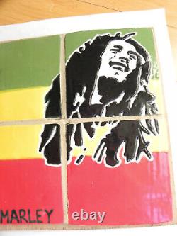 Vintage BOB MARLEY RASTA Glazed Art Tile Mural. One of a Kind. Reggae