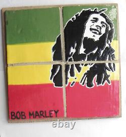 Vintage BOB MARLEY RASTA Glazed Art Tile Mural. One of a Kind. Reggae