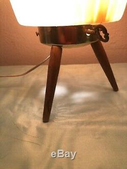 Vintage Beehive MCM Tripod Pleated Plastic Lamp 25 Tall One of a kind