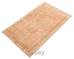 Vintage Bordered Hand-Knotted Carpet 4'5 x 7'1 Traditional Wool Rug
