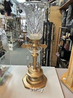 Vintage Cross One Of A Kind Metal Crystal Large 21 In Gold Candlestick Holder