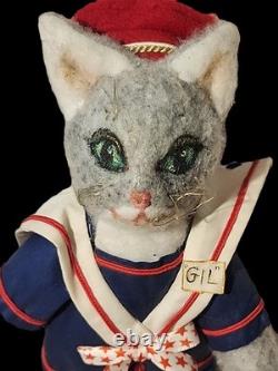 Vintage Custom One Of A Kind Felt 12 Cat Doll Rawlins Harper 1996