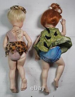 Vintage Flintstones Bam Bam And Pebbles Porcelain Dolls Handmade One Of A Kind