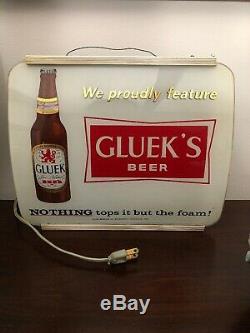 Vintage Glueks Bar Light. Super Rare Item One Of A Kind. Duluth MN 1956. Works
