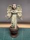 Vintage Hand Carved & Painted 14 Angel On Pedestal One Of A Kind Free Ship