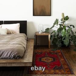 Vintage Hand-Knotted Area Rug 3'4 x 6'3 Traditional Oriental Wool Carpet