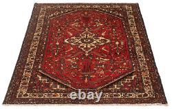 Vintage Hand-Knotted Area Rug 5'1 x 6'9 Traditional Wool Carpet