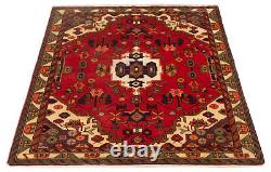 Vintage Hand-Knotted Area Rug 5'2 x 6'7 Traditional Wool Carpet