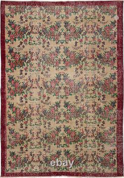 Vintage Hand-Knotted Area Rug 6'5 x 9'3 Traditional Wool Carpet