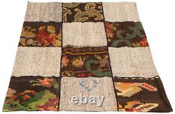 Vintage Hand Woven Carpet 3'6 x 4'9 Traditional Wool Kilim Rug