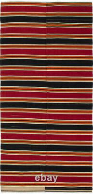 Vintage Hand Woven Carpet 4'4 x 9'1 Traditional Wool Kilim Rug