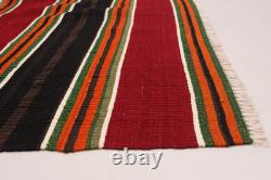 Vintage Hand Woven Carpet 4'4 x 9'1 Traditional Wool Kilim Rug