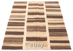 Vintage Hand Woven Carpet 4'9 x 6'7 Traditional Wool Kilim Rug