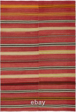 Vintage Hand Woven Carpet 5'3 x 8'0 Traditional Wool Kilim Rug