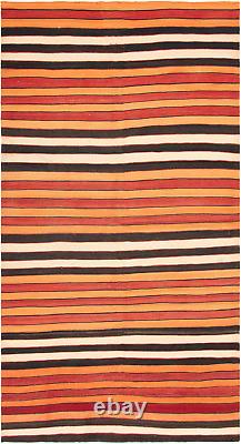 Vintage Hand Woven Carpet 5'4 x 11'0 Traditional Wool Kilim Rug