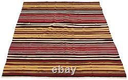 Vintage Hand Woven Carpet 5'4 x 7'5 Traditional Wool Kilim Rug