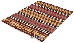 Vintage Hand Woven Carpet 5'4 x 7'5 Traditional Wool Kilim Rug
