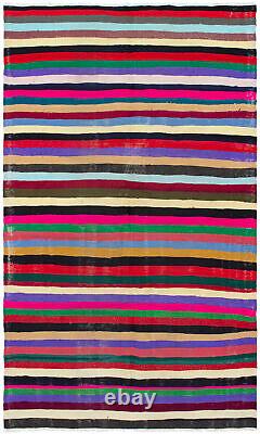Vintage Hand Woven Carpet 5'4 x 9'1 Traditional Wool Kilim Rug