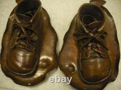 Vintage Handmade Solid Copper Baby Bootie Candlesticks One-of-a kind
