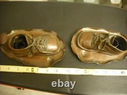 Vintage Handmade Solid Copper Baby Bootie Candlesticks One-of-a kind