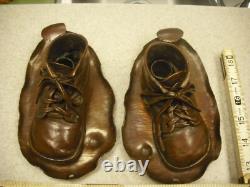 Vintage Handmade Solid Copper Baby Bootie Candlesticks One-of-a kind