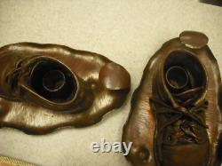 Vintage Handmade Solid Copper Baby Bootie Candlesticks One-of-a kind
