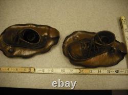 Vintage Handmade Solid Copper Baby Bootie Candlesticks One-of-a kind