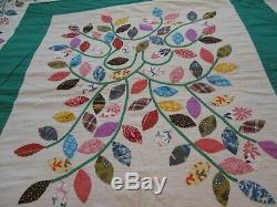 Vintage Handmade quilt 88 X 82 One of a kind/Leaves on front appliqued and back