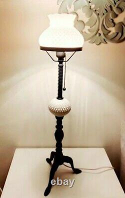 Vintage Industrial Milk Glass Desk / Table Lamp solid brass one of a kind