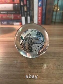 Vintage Japanese hand painted landscape paperweight one of a kind