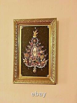 Vintage Jewelry Framed Christmas Tree Holidays One Of A Kind Artwork Decor