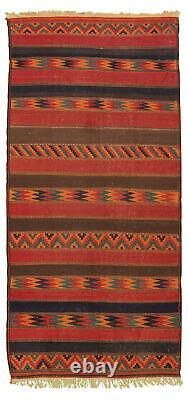 Vintage Kilim Rug 5'2 x 10'8 Traditional Wool Hand Woven Carpet