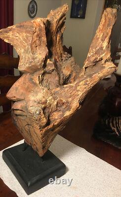 Vintage Large Carved Wood Tree Trunk Figurine Old Man Folk art One Of A Kind