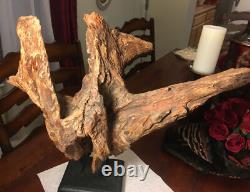 Vintage Large Carved Wood Tree Trunk Figurine Old Man Folk art One Of A Kind