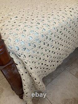 Vintage MAINE crochet bedspread handmade wool from Maine sheep. One of a Kind