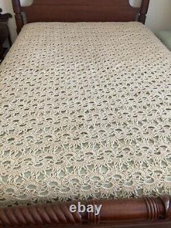 Vintage MAINE crochet bedspread handmade wool from Maine sheep. One of a Kind