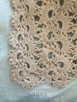 Vintage MAINE crochet bedspread handmade wool from Maine sheep. One of a Kind