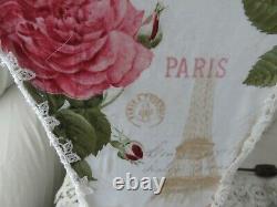 Vintage ONE OF KIND Paris Pink ROSES on Creamy White Romantic Lamps