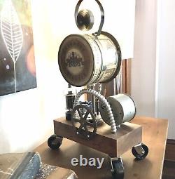 Vintage One Of A Kind Gearbox Clock With Radio Tube Accent Whimsical Timepiece