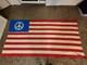 Vintage One Of A Kind Peace Sign American Flag/banner Hand Made 106 X53 60's