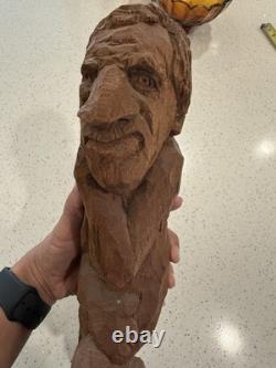 Vintage One Of A Kind Rare Hand Carved Folk Art Of Man Wall Art 15