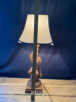 Vintage One of a Kind Handcarved Folk Art Wooden Monkey Table Lamp 30