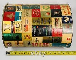 Vintage Pearl-Wick Mid-Century Metal Trash Can with Matchbox Collage One Of A Kind