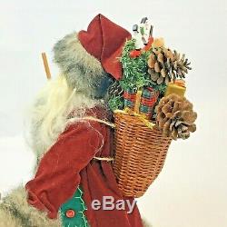 Vintage Santa Figure Artist Linda Cowell Skiing Christmas Handmade One of Kind