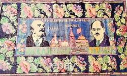 Vintage Soviet Tapestry Rug with Lenin Portrait, Collectible Home Decor 8'8 x 5