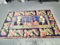 Vintage Soviet Tapestry Rug with Lenin Portrait, Collectible Home Decor 8'8 x 5