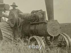 Vintage Townsend Oil Tractor Black White Photograph Farming Steam Engine