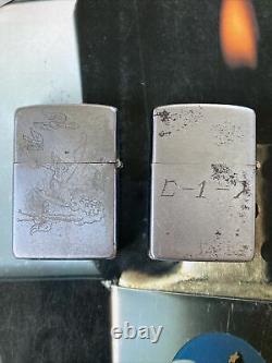 Vintage Zippo Lot 2 Korea Engraved Personalized RARE Look! One Of A Kind Bundle