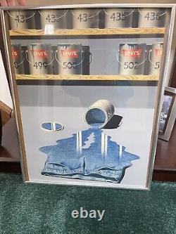 Vintage framed print Levi Jeans lithograph. One Of A Kind