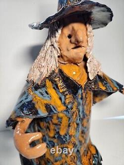 Vintage one of a kind Handcrafted pottery Witch figurine